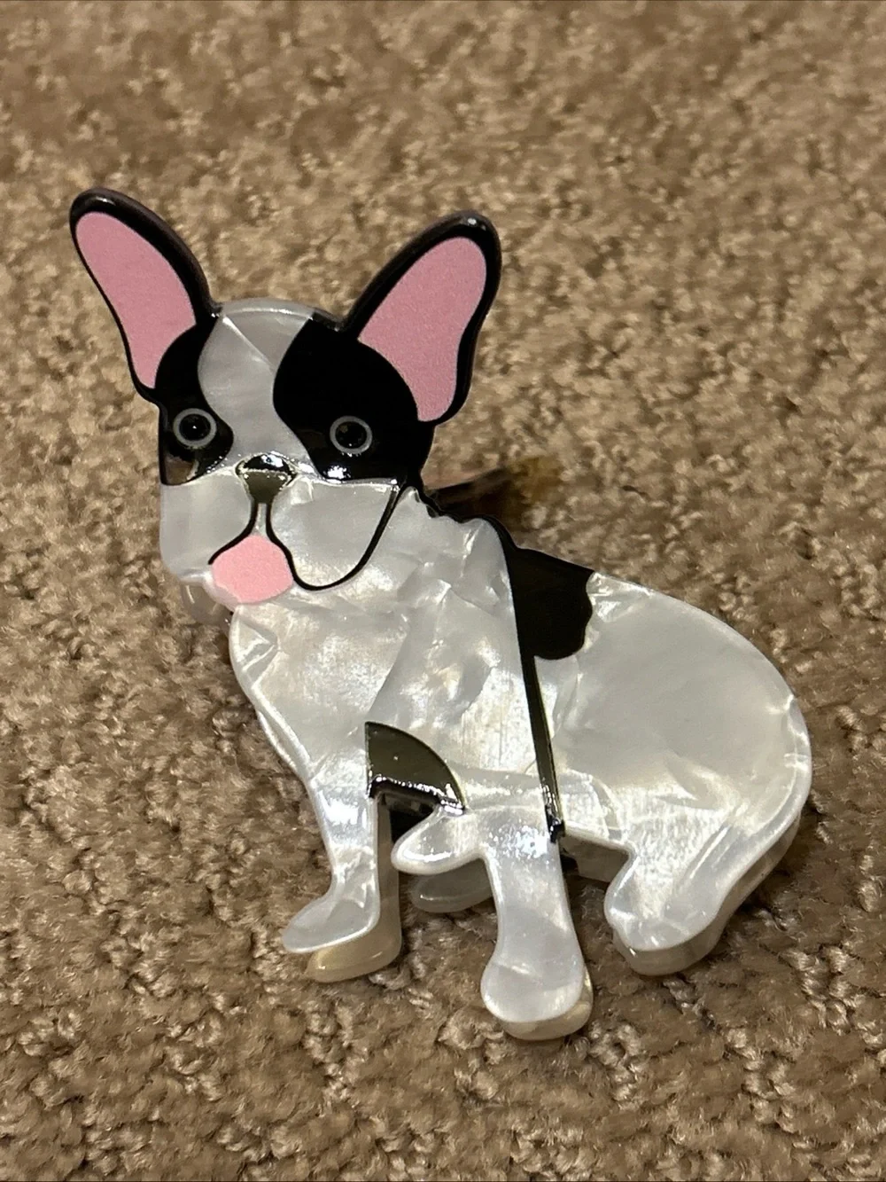 FRENCH BULLDOG Pink Linen Stay Paws-sitive Hair Claw Clip Clawclip Adorable Pup!